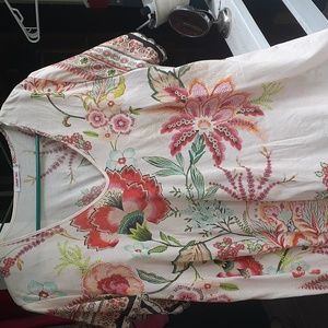 Johnny Was beautiful light cotton print tunic top L